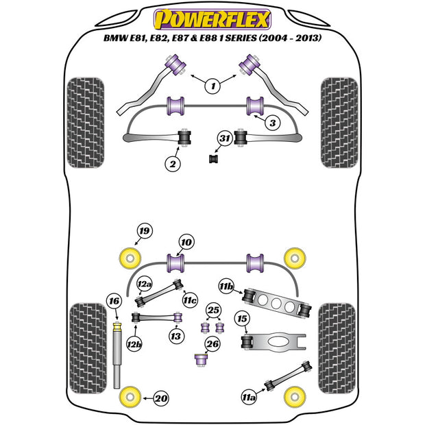 Powerflex Silentblocs de bras de suspension arrière (paire) BMW E82 PFR5-411 N°11A