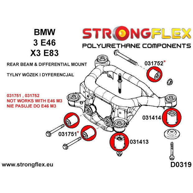 STRONGFLEX Silentbloc avant de berceau arrière E46