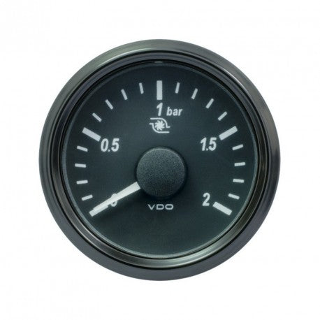 Manomètre Pression Turbo VDO SingleViu™ 0-2Bars Diamètre 52 Fond Noir